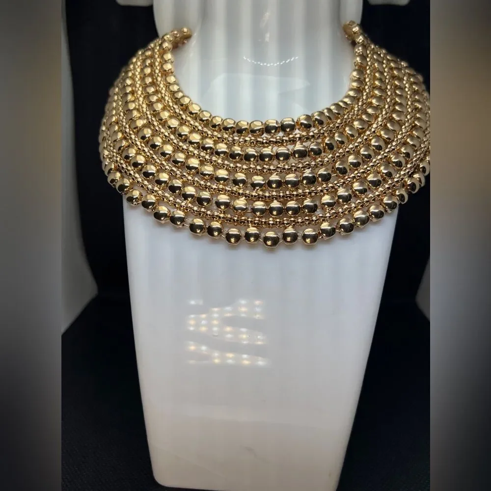 Zara Bold Multilayered Gold Chocker Necklace - Picture 10 of 14